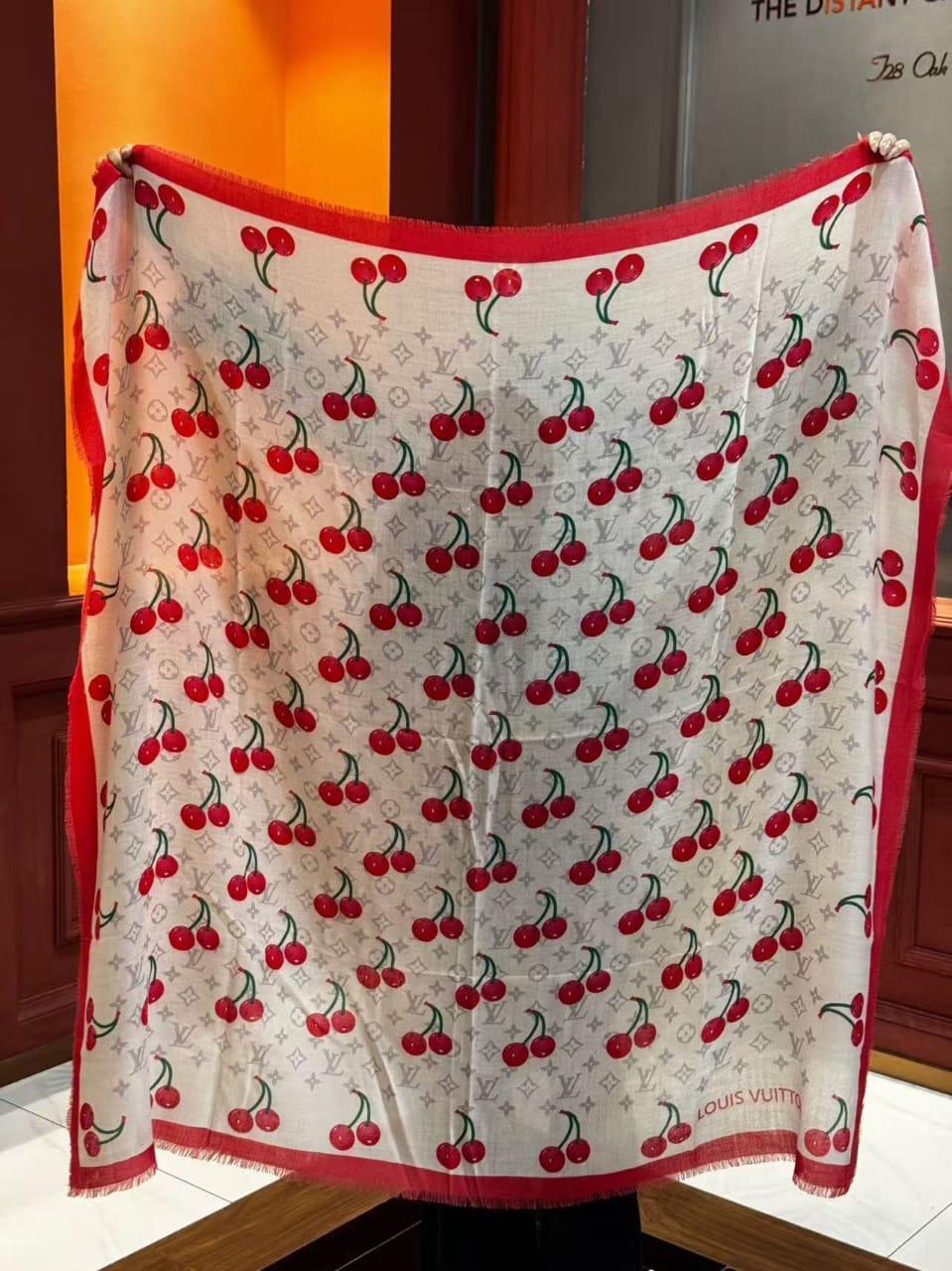Louis Vuitton Cherry Fringed Scarf