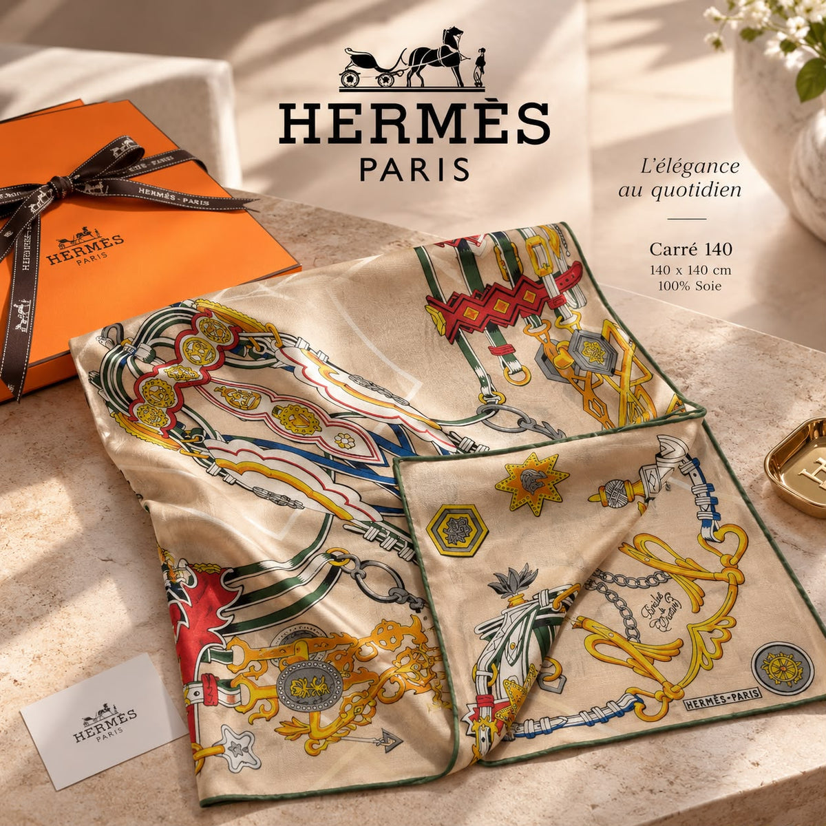 Hermès Ornate Chain Square Scarf