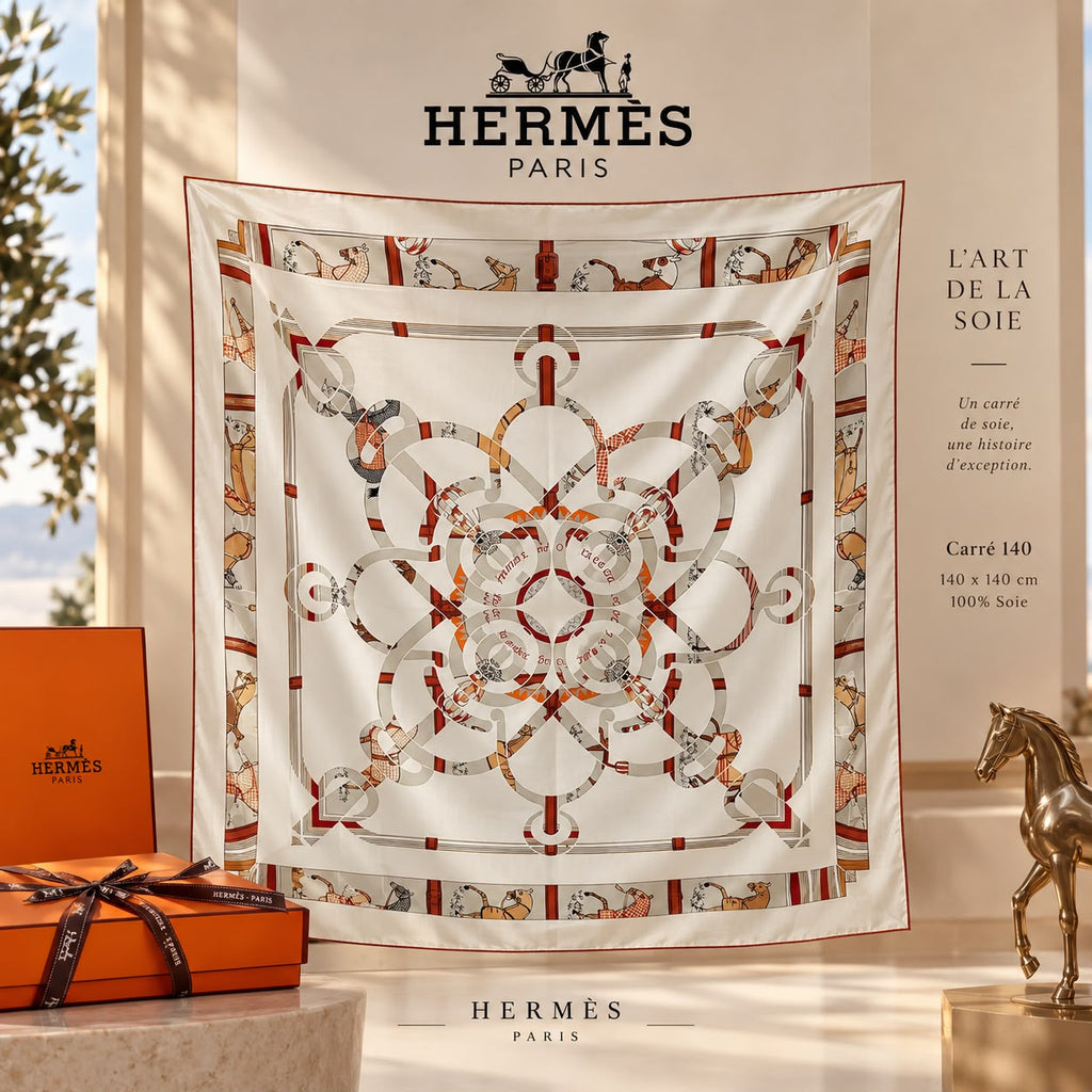 Hermès Stately Wheels Square Scarf
