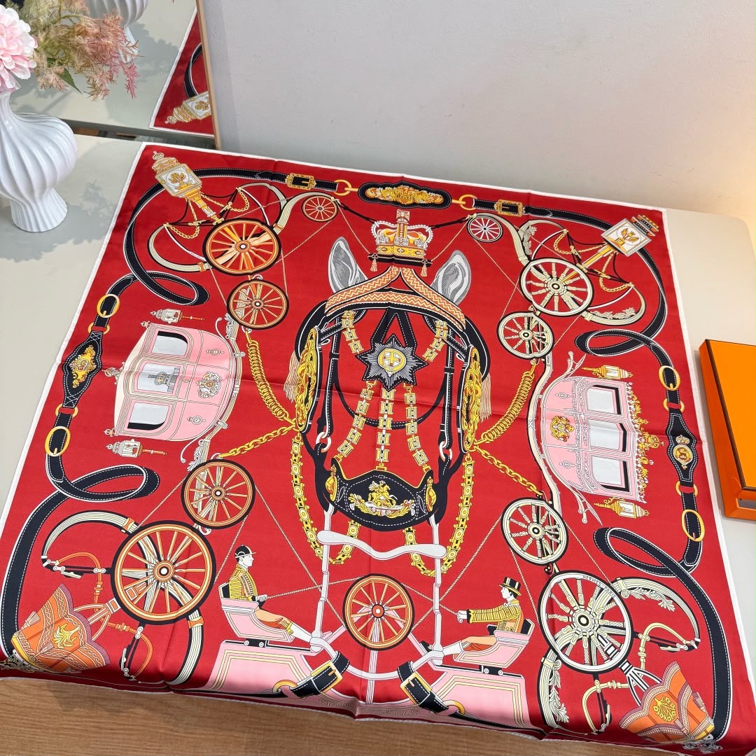 Hermès Stately Wheels Square Scarf