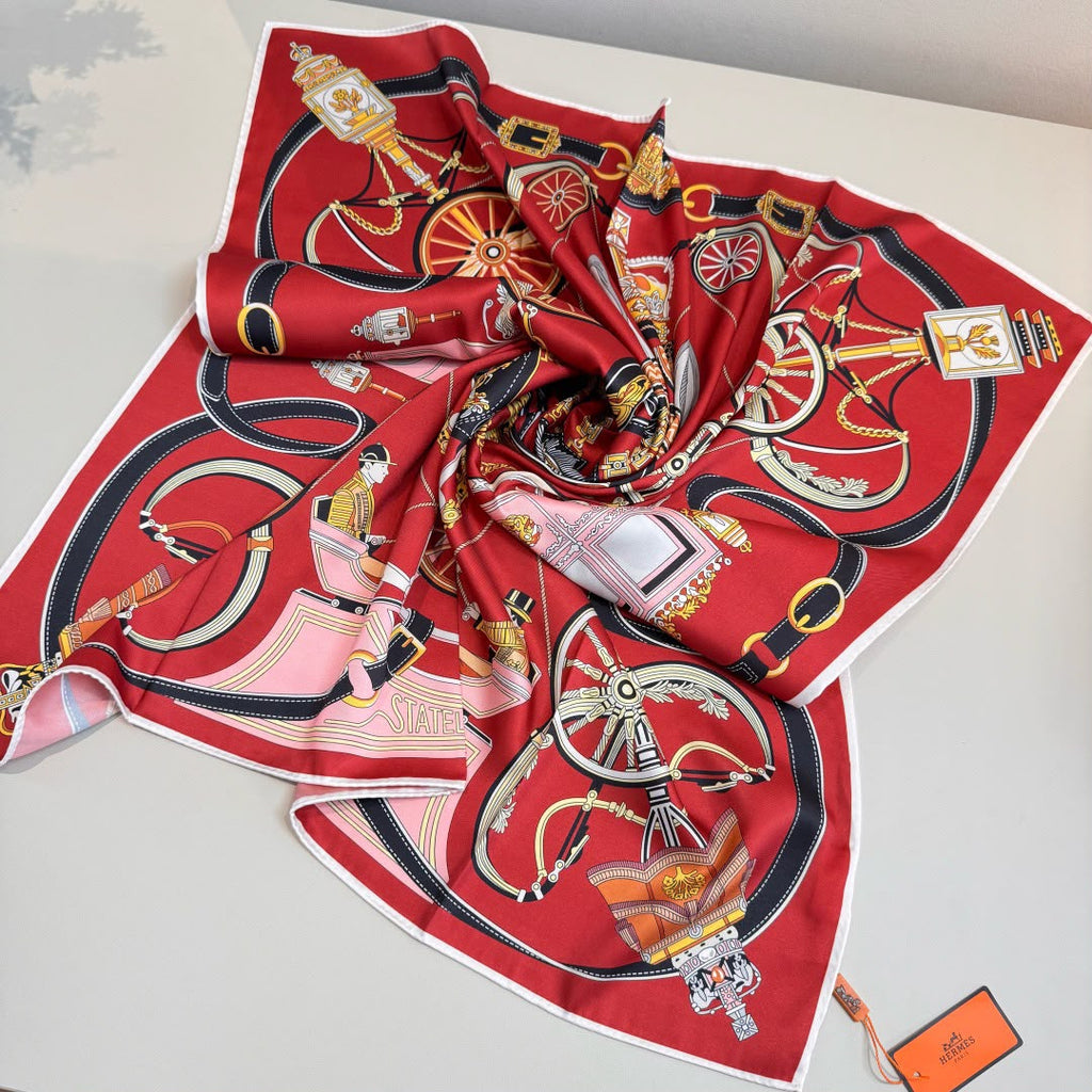 Hermès Stately Wheels Square Scarf
