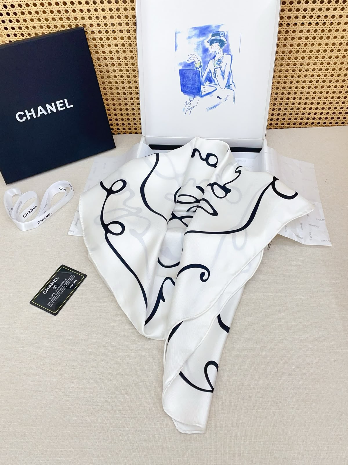 CHANEL Script Square Scarf