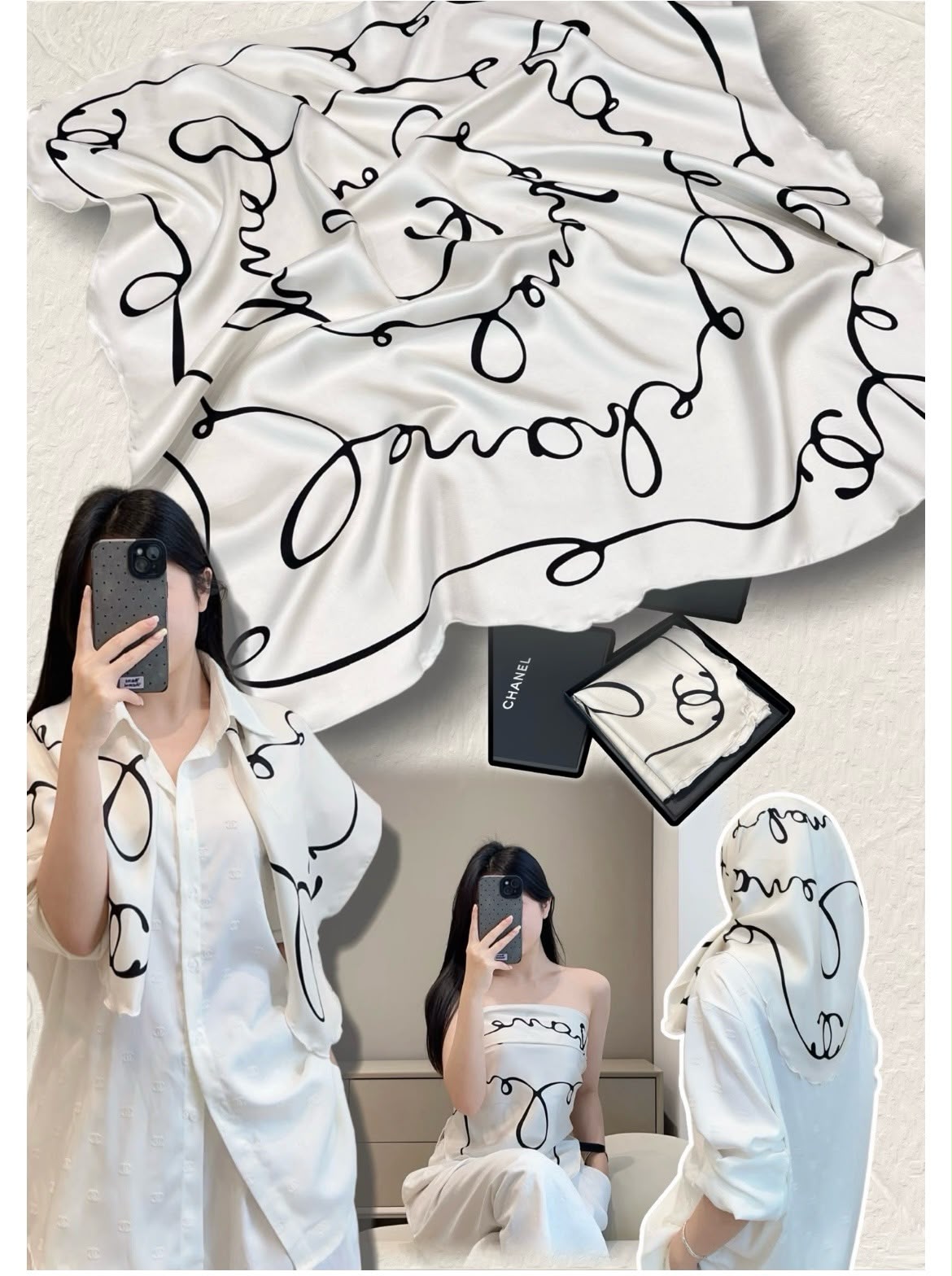 CHANEL Script Square Scarf