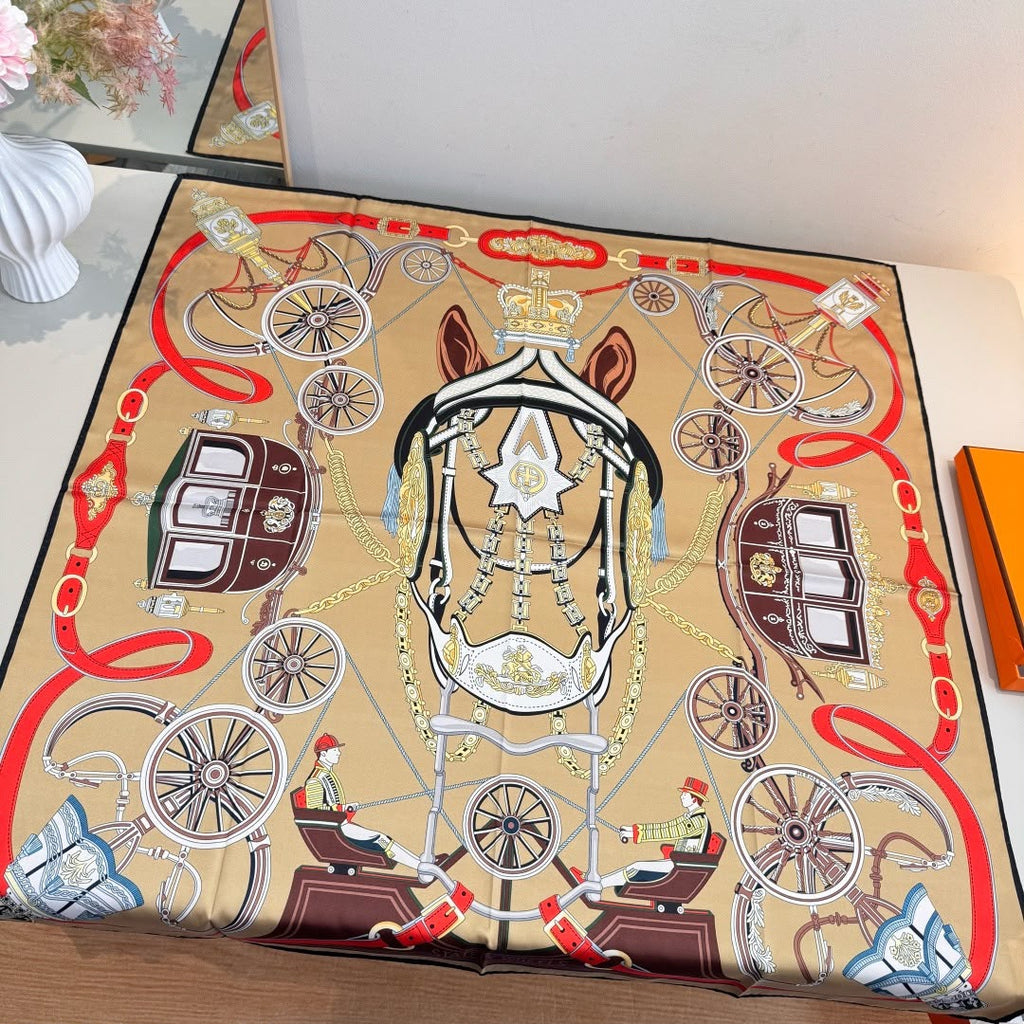 Hermès Stately Wheels Square Scarf