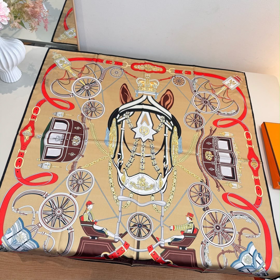 Hermès Stately Wheels Square Scarf