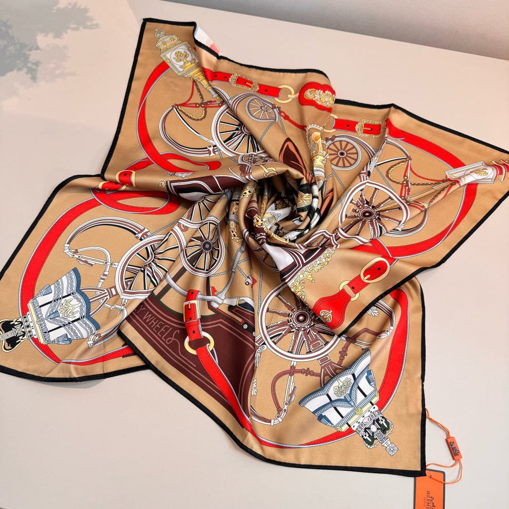 Hermès Stately Wheels Square Scarf