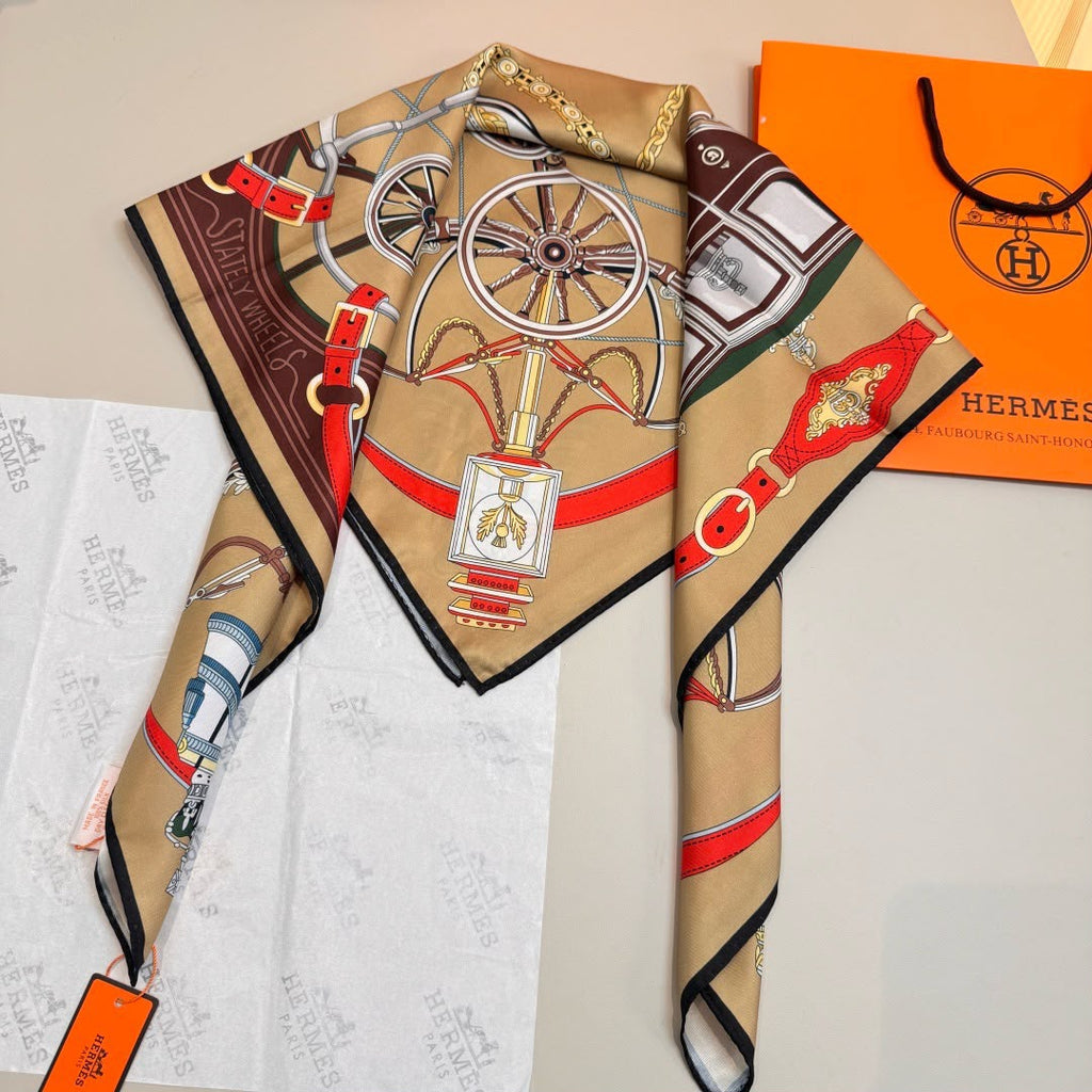 Hermès Stately Wheels Square Scarf