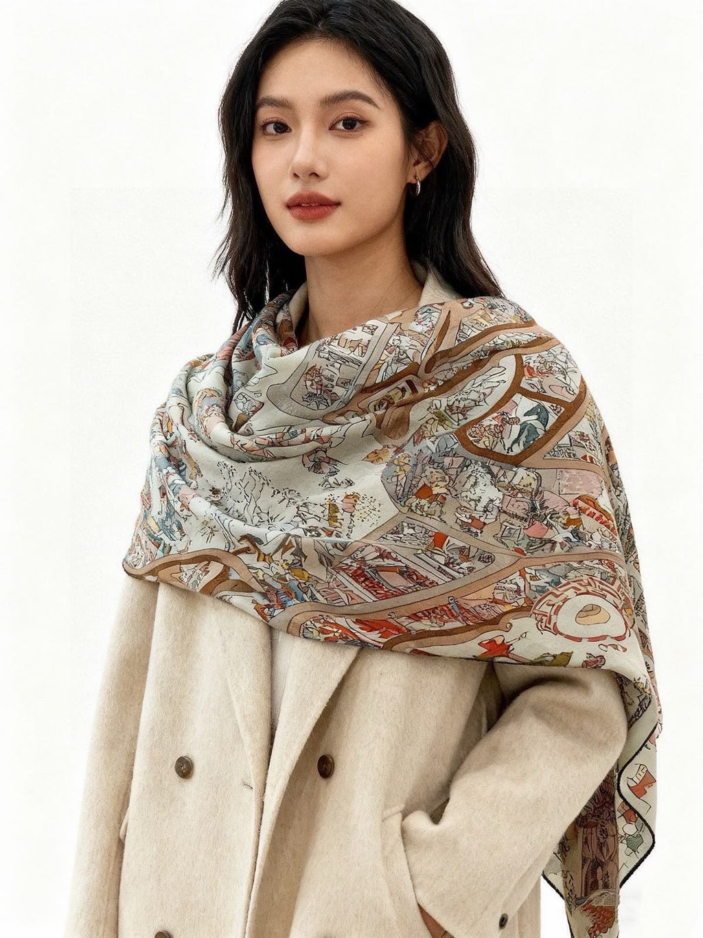 Hermès Illustrated Map Square Scarf