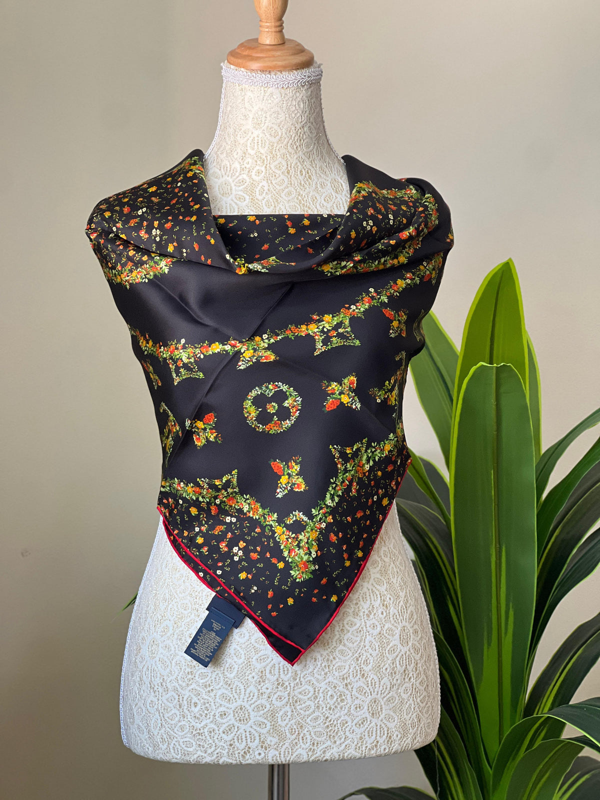 Louis Vuitton Floral Logo Square Scarf