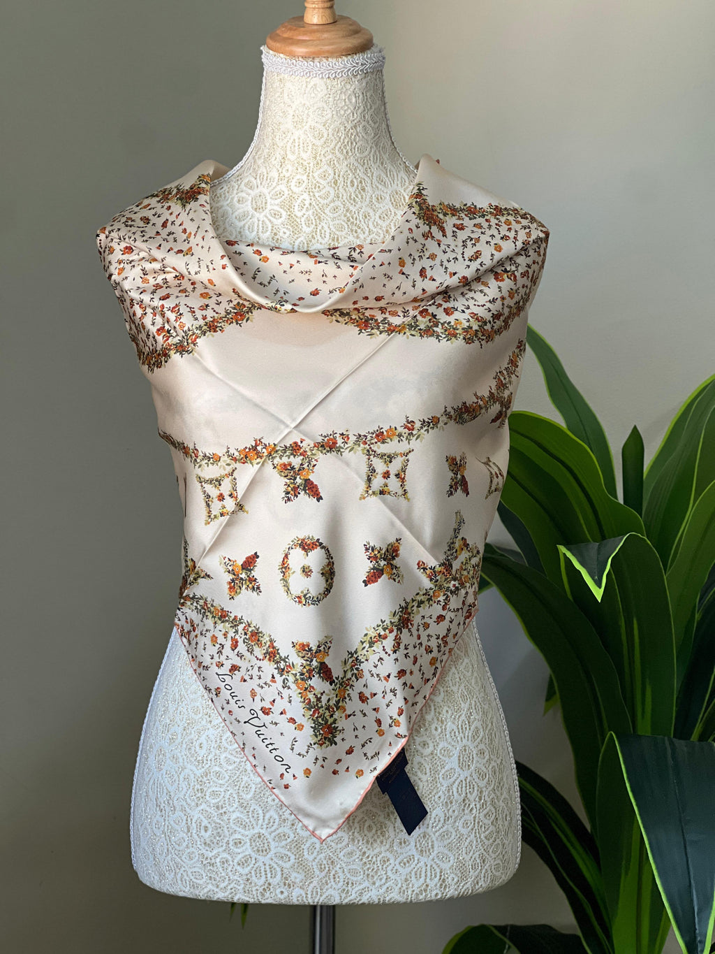 Louis Vuitton Floral Logo Square Scarf
