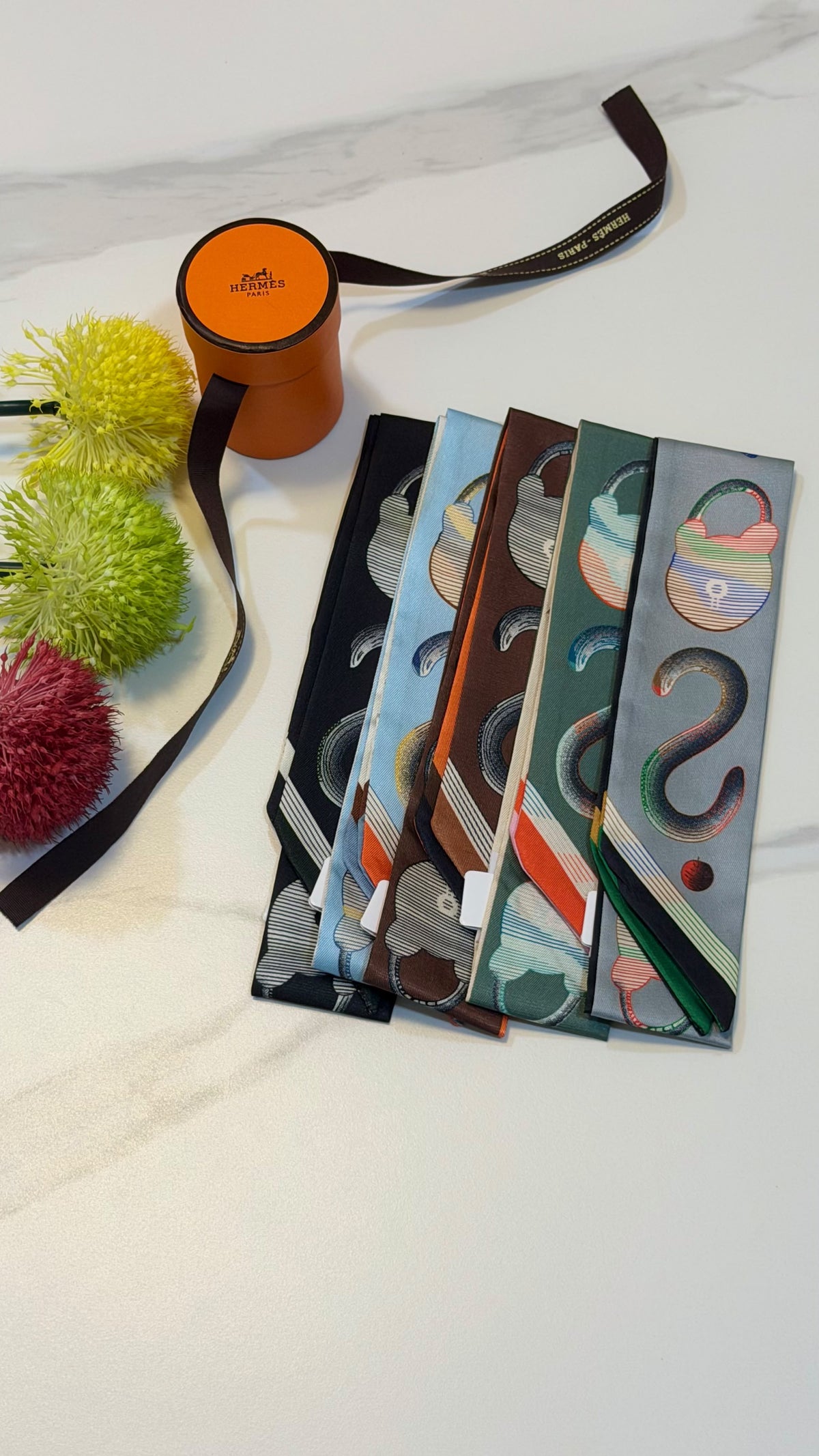 Hermès Lock Print Twilly Scarf