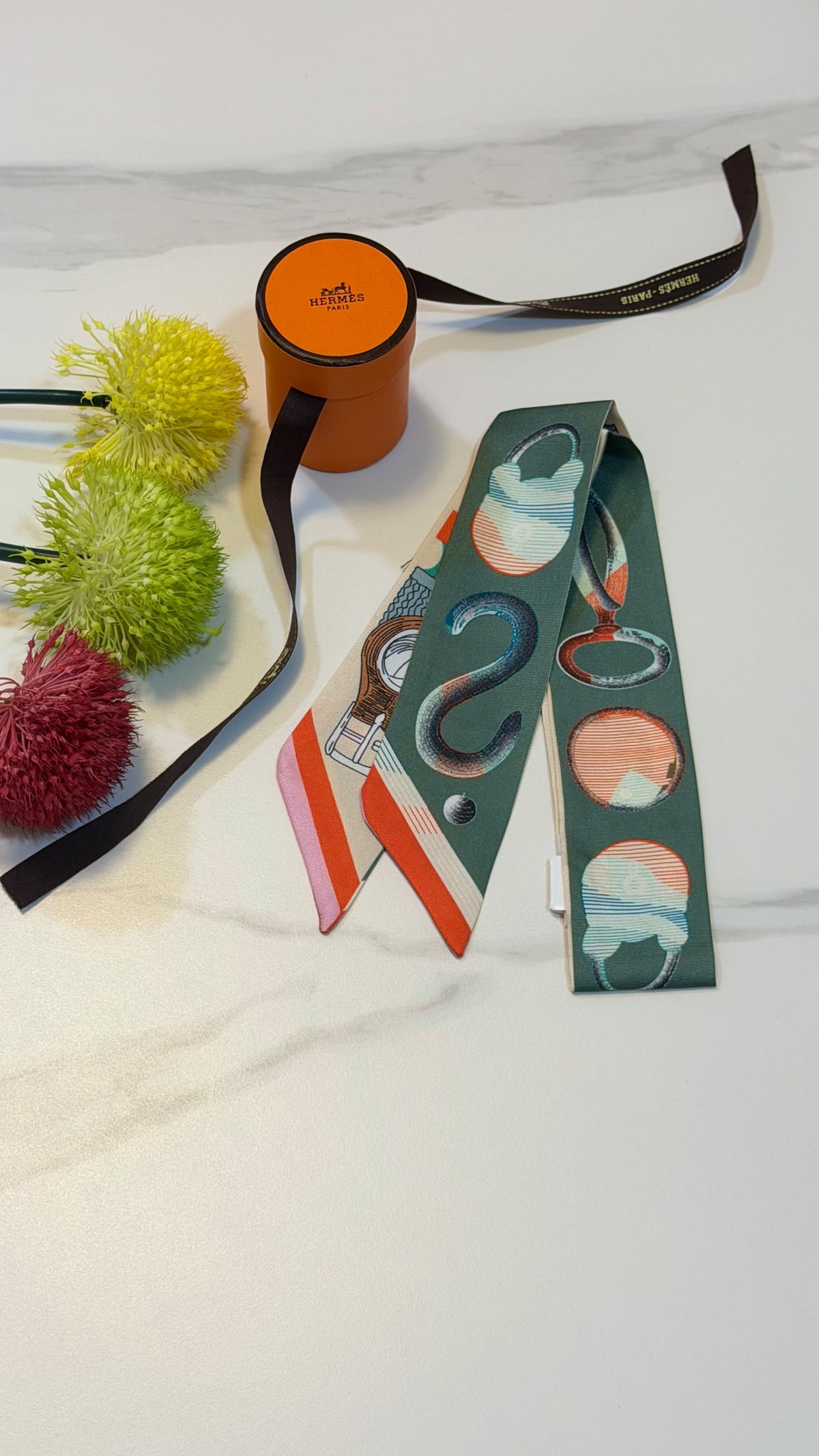 Hermès Lock Print Twilly Scarf