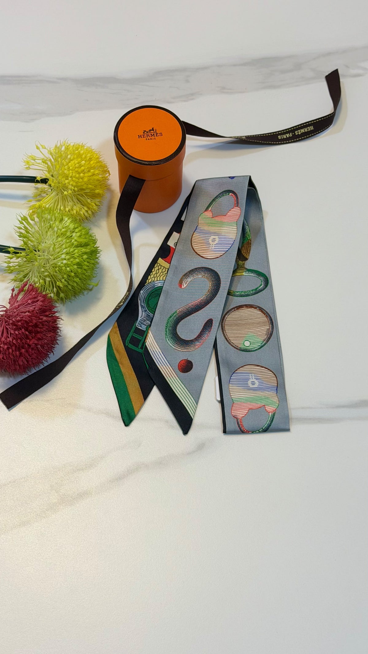 Hermès Lock Print Twilly Scarf