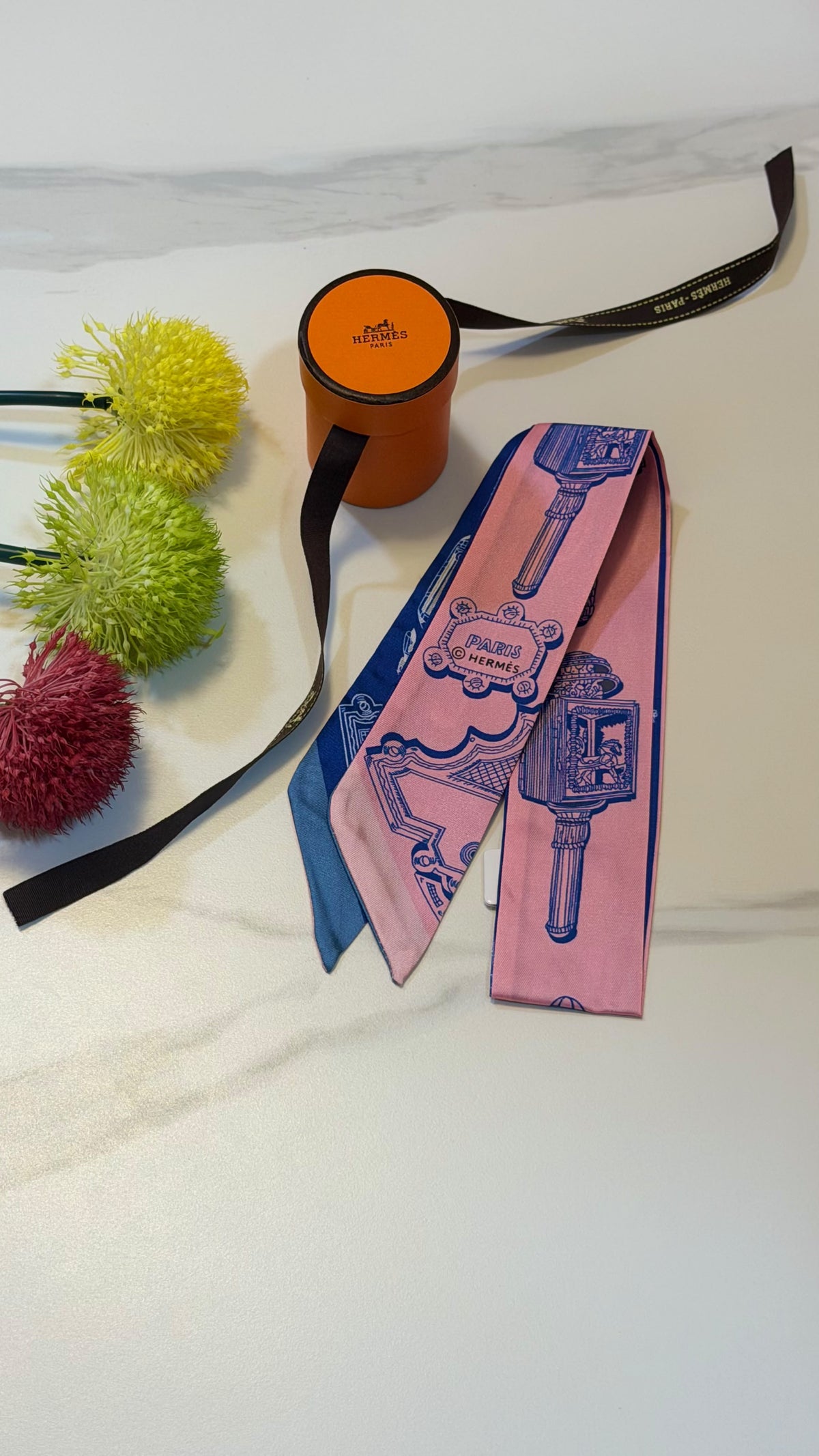 Hermès Key Print Twilly Scarf