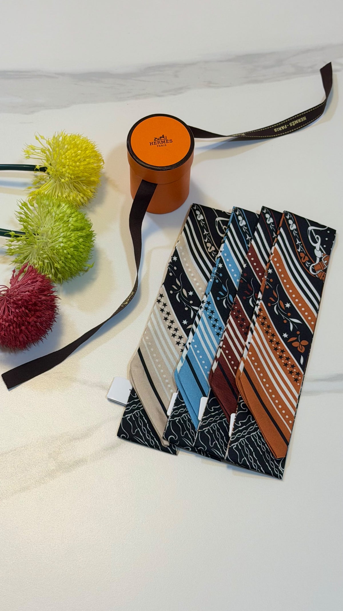 Hermès Stripe Star Twilly Scarf