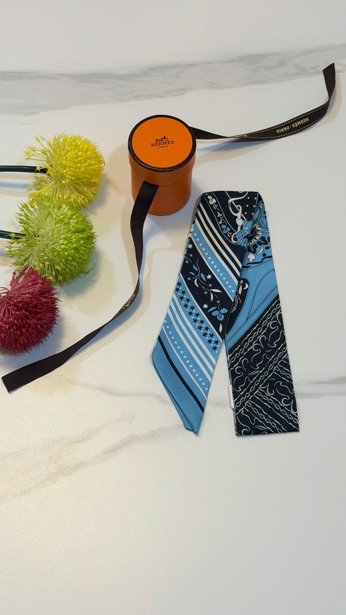 Hermès Stripe Star Twilly Scarf