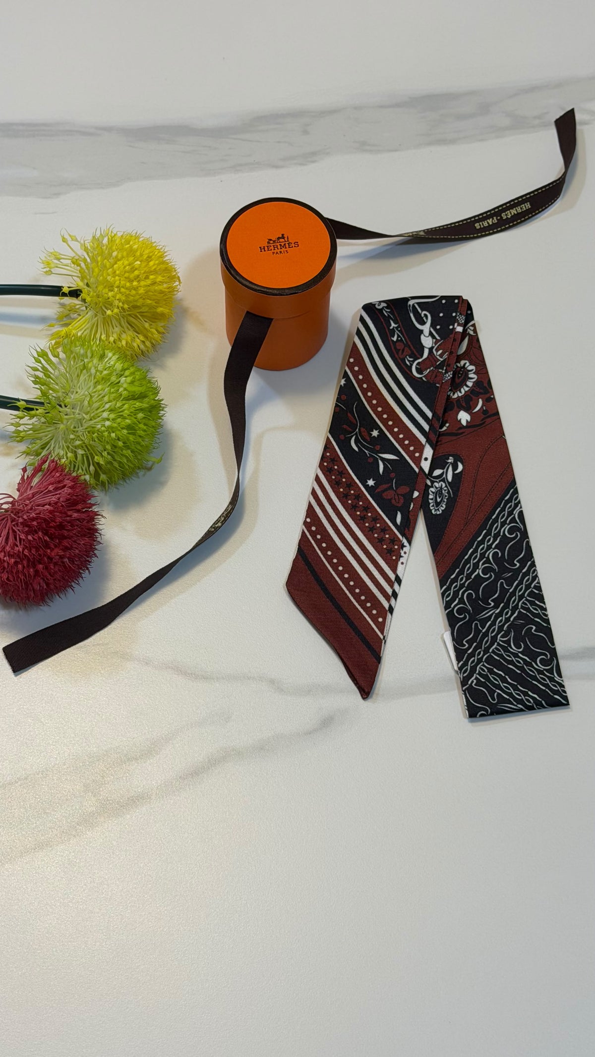 Hermès Stripe Star Twilly Scarf