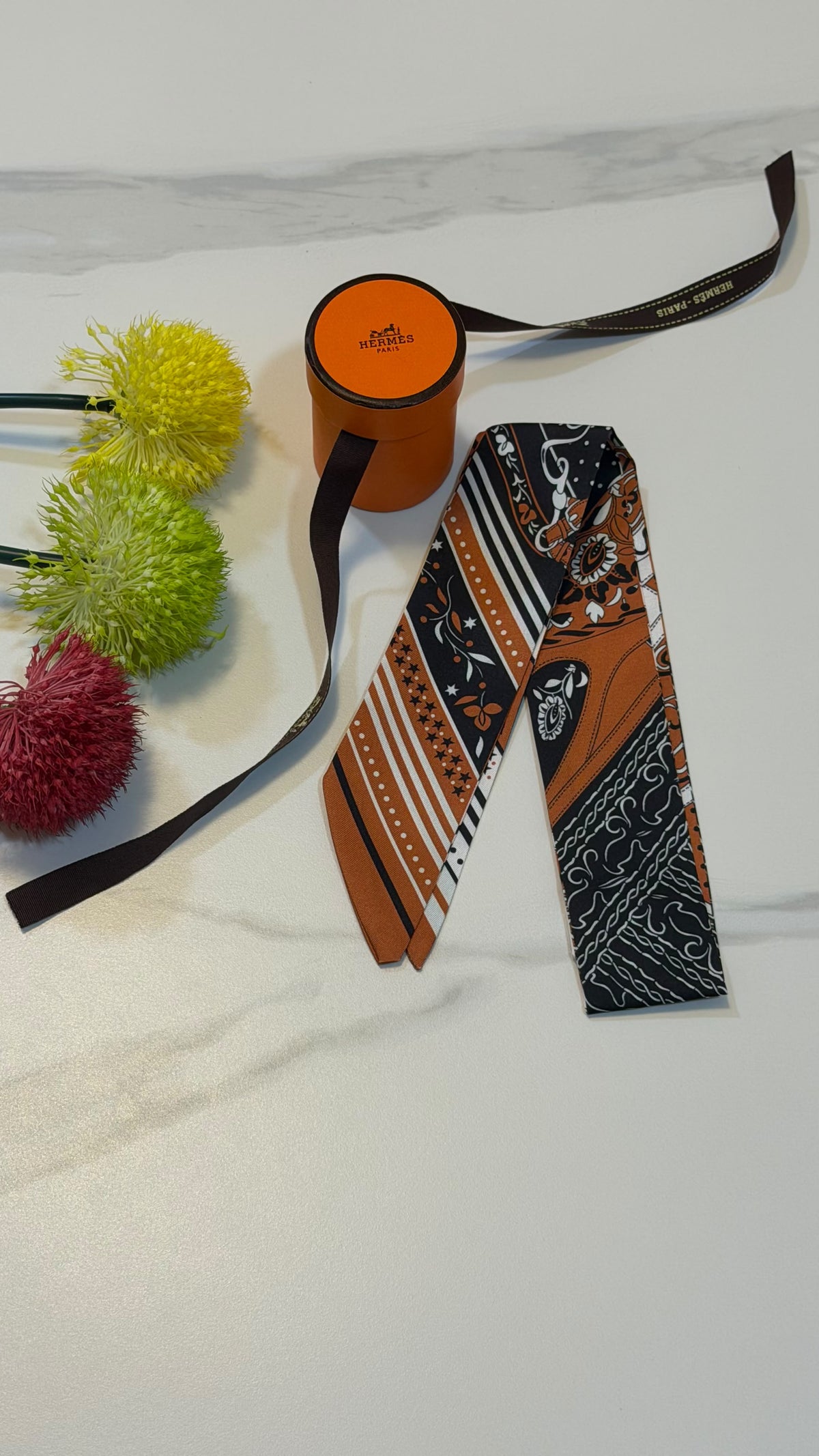 Hermès Stripe Star Twilly Scarf