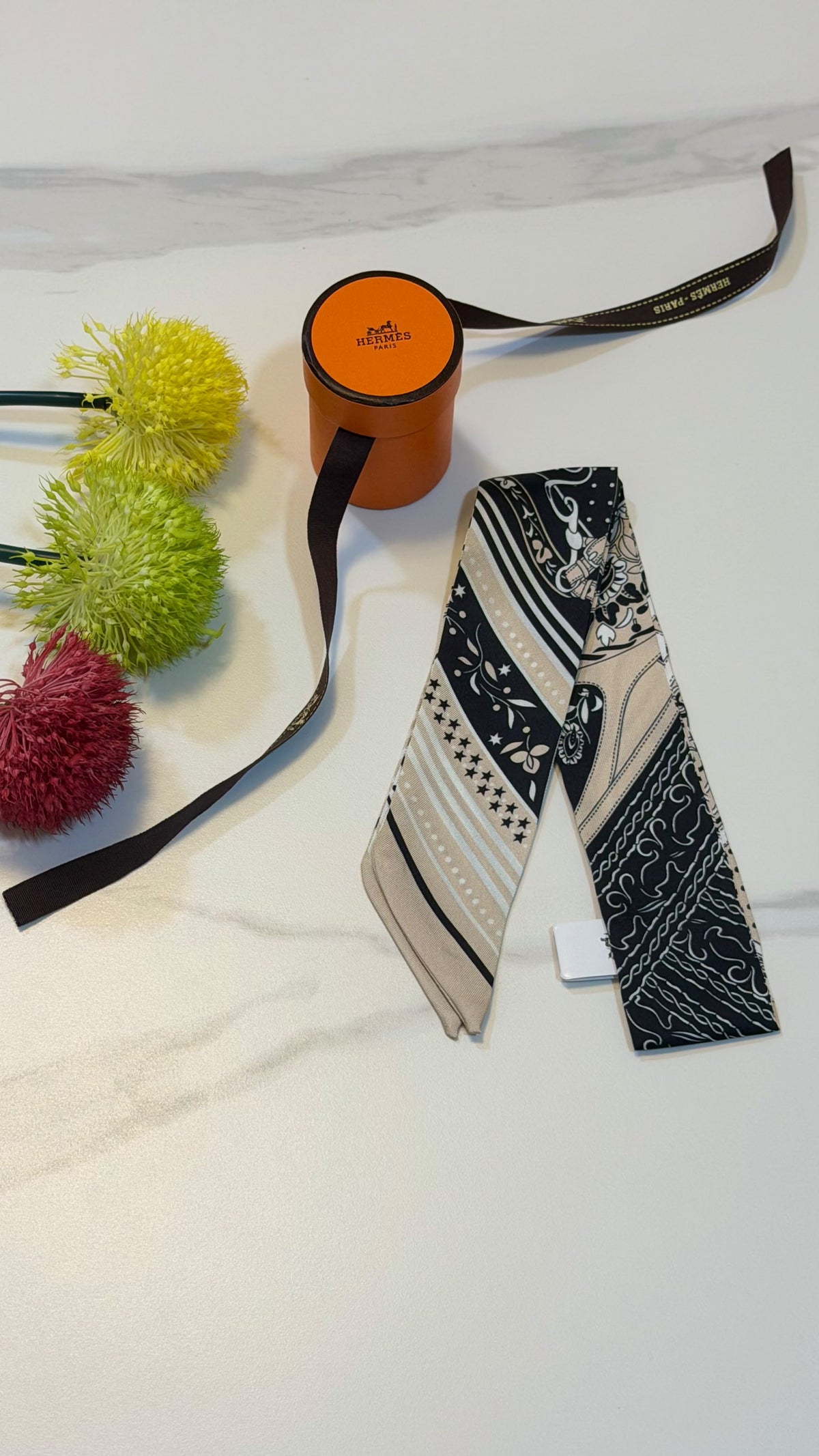 Hermès Stripe Star Twilly Scarf