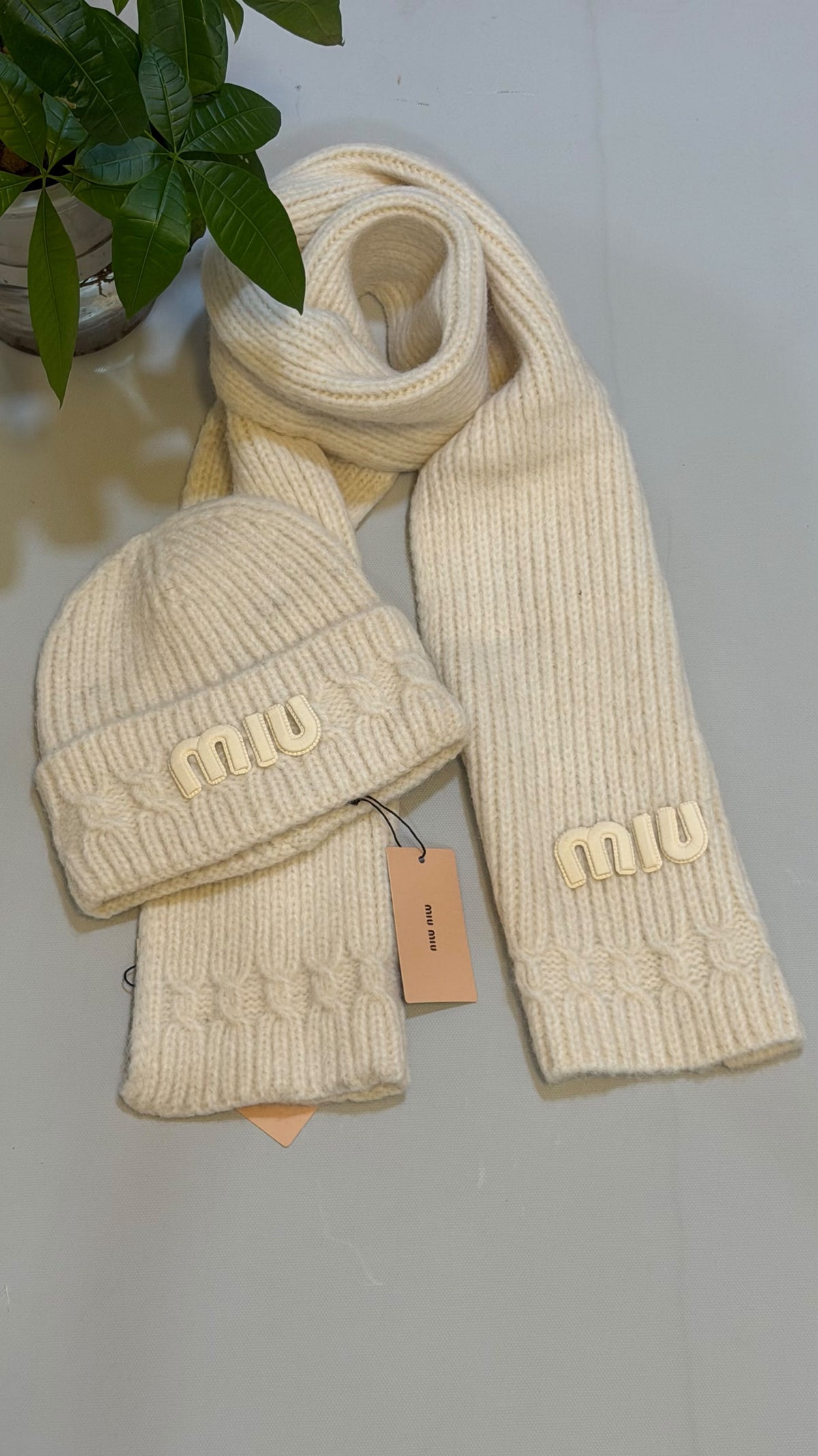 Miu Miu Logo Scarf & Beanie Set