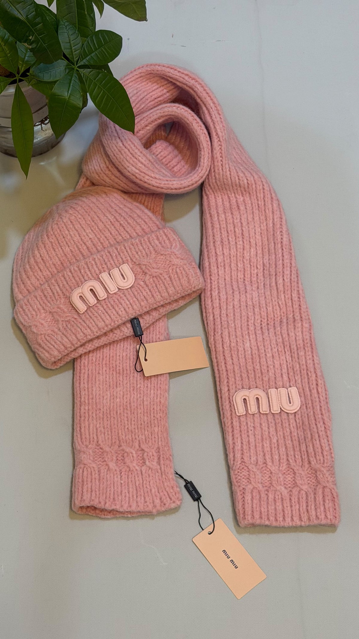 Miu Miu Logo Scarf & Beanie Set