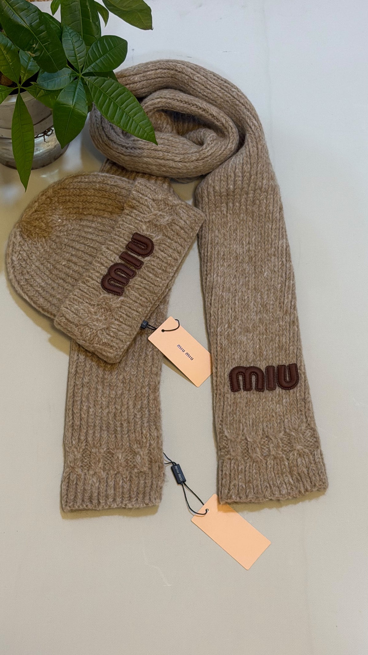Miu Miu Logo Scarf & Beanie Set