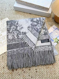 Dior Toile Landscape Fringed Shawl