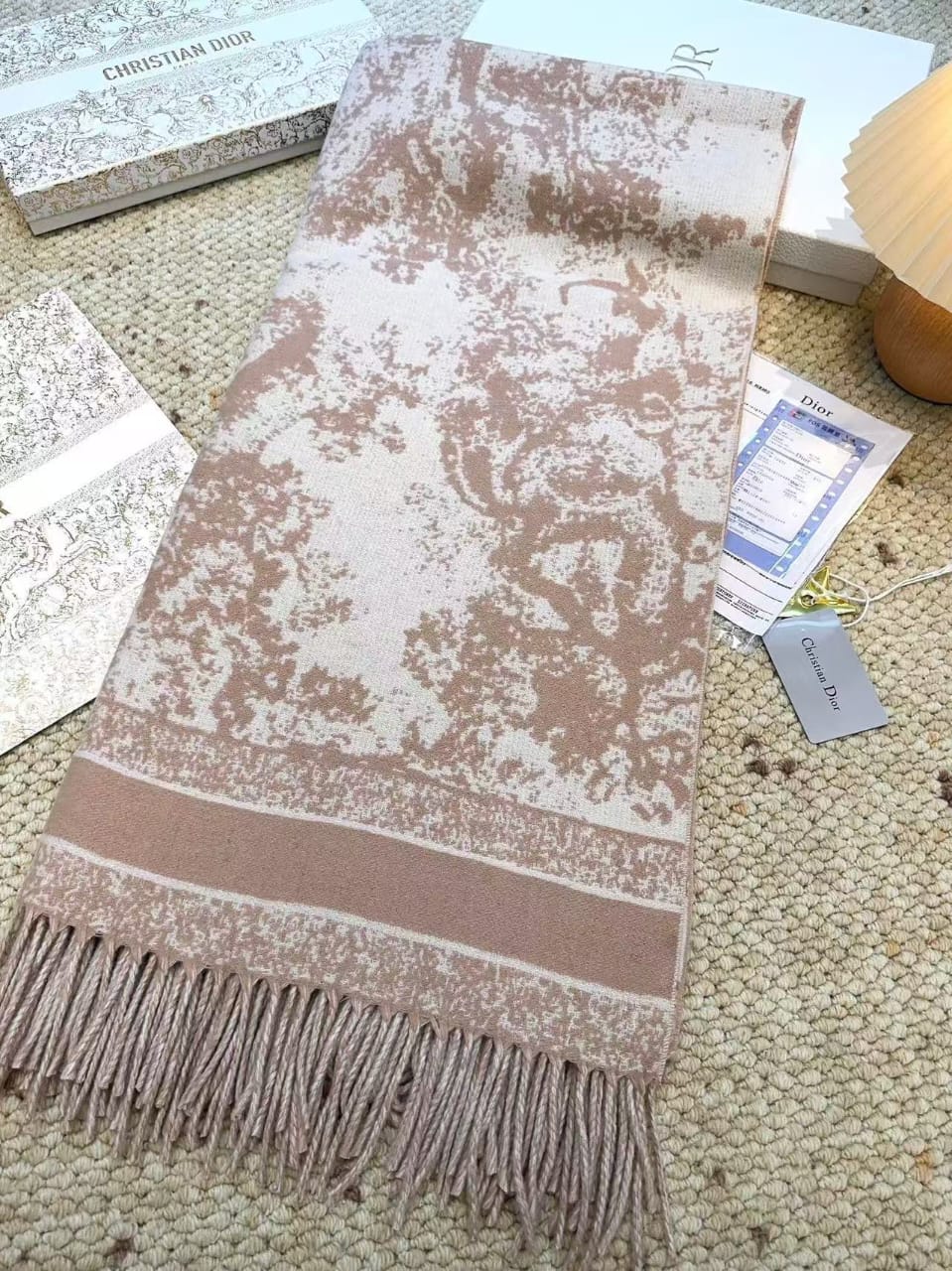 Dior Toile Landscape Fringed Shawl
