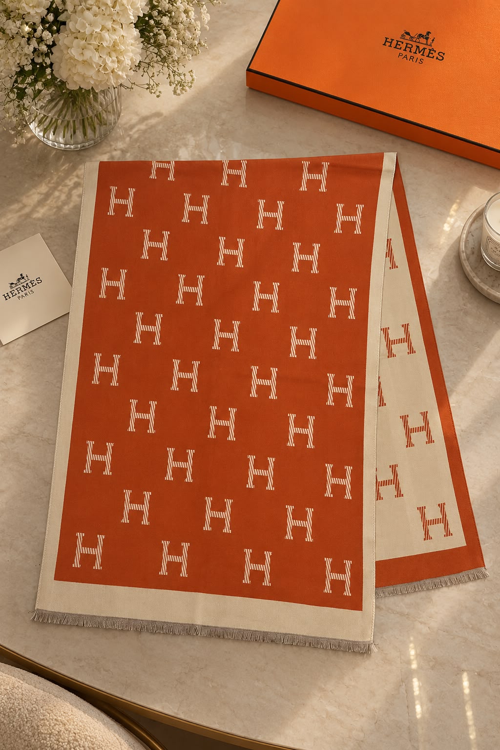 Hermès H Minimal Border Scarf