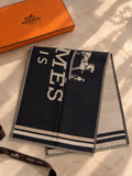 Hermès Large Logo Striped Scarf