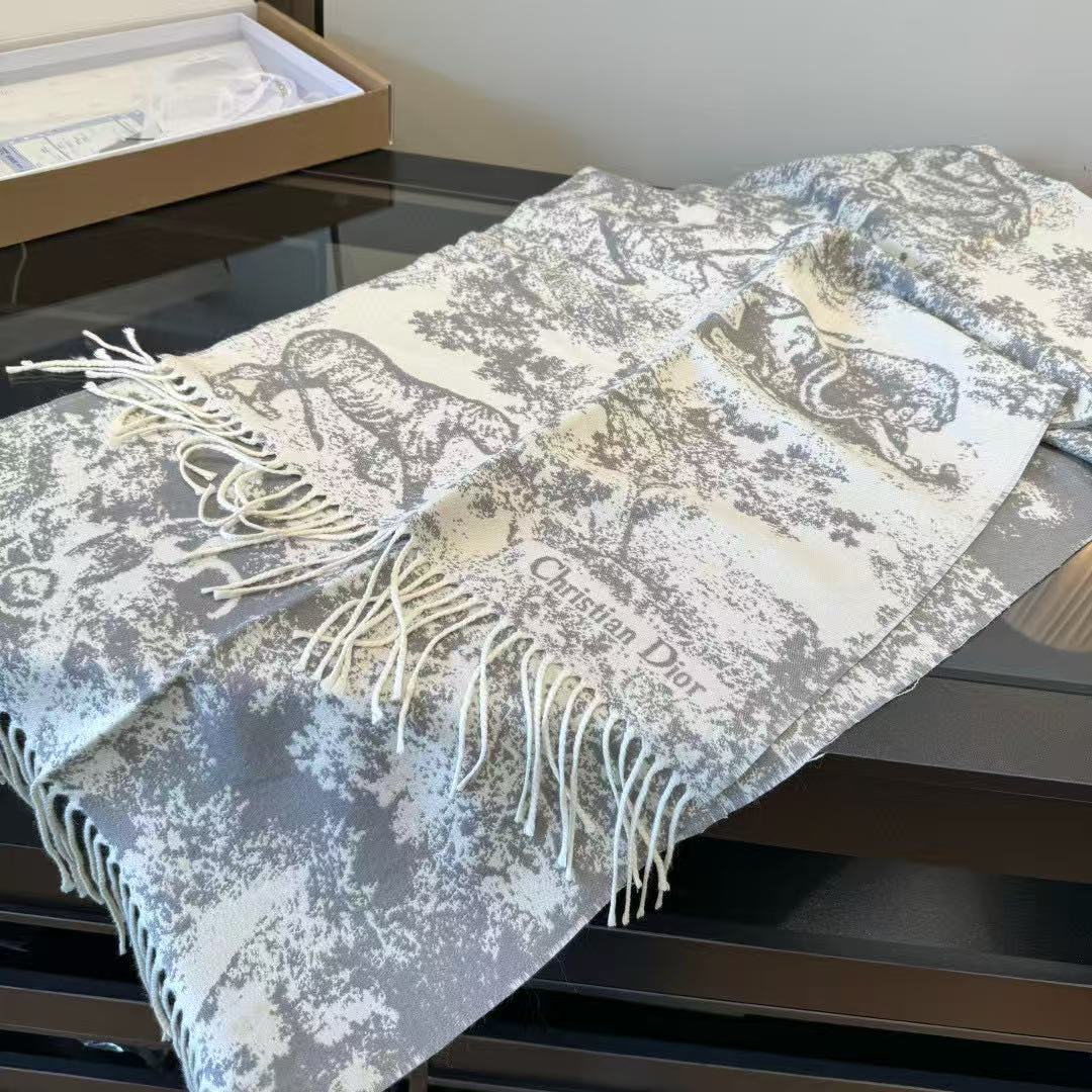 Dior Toile Fringed Scarf