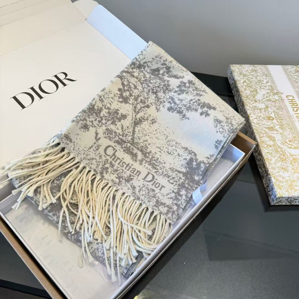 Dior Toile Fringed Scarf
