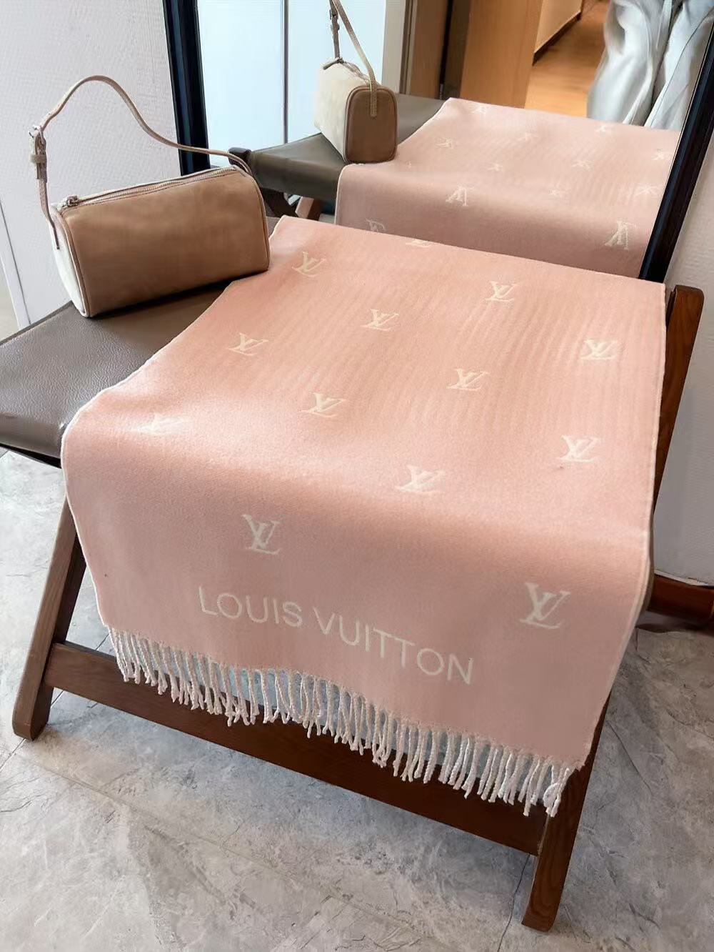 Louis Vuitton Small Logo Fringed Scarf