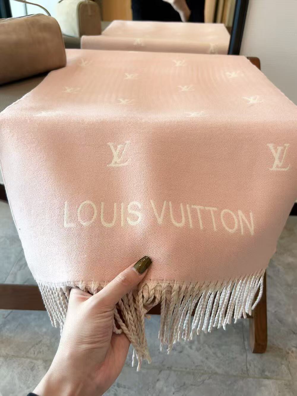 Louis Vuitton Small Logo Fringed Scarf
