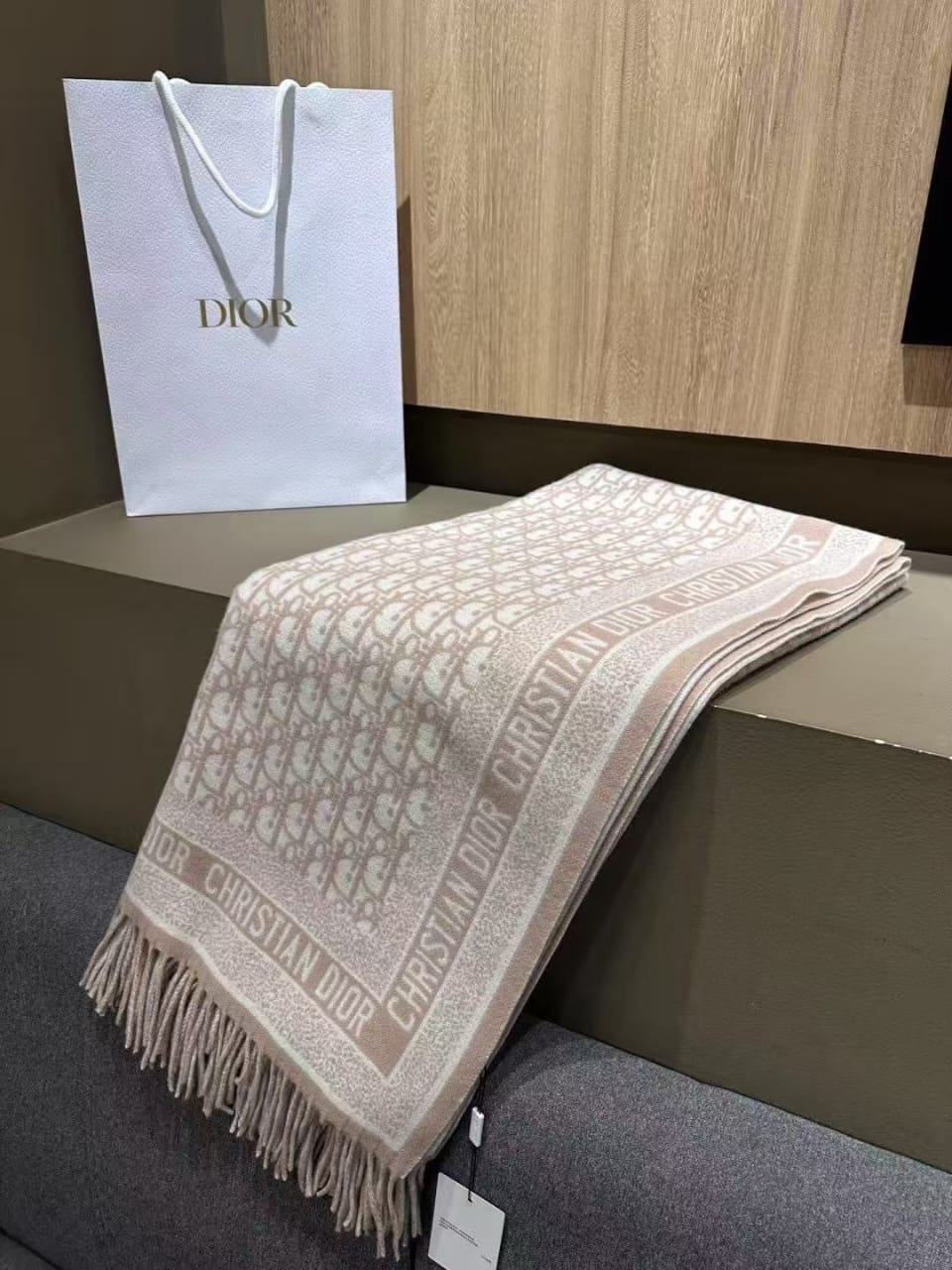 Dior Oblique Wide Fringed Shawl