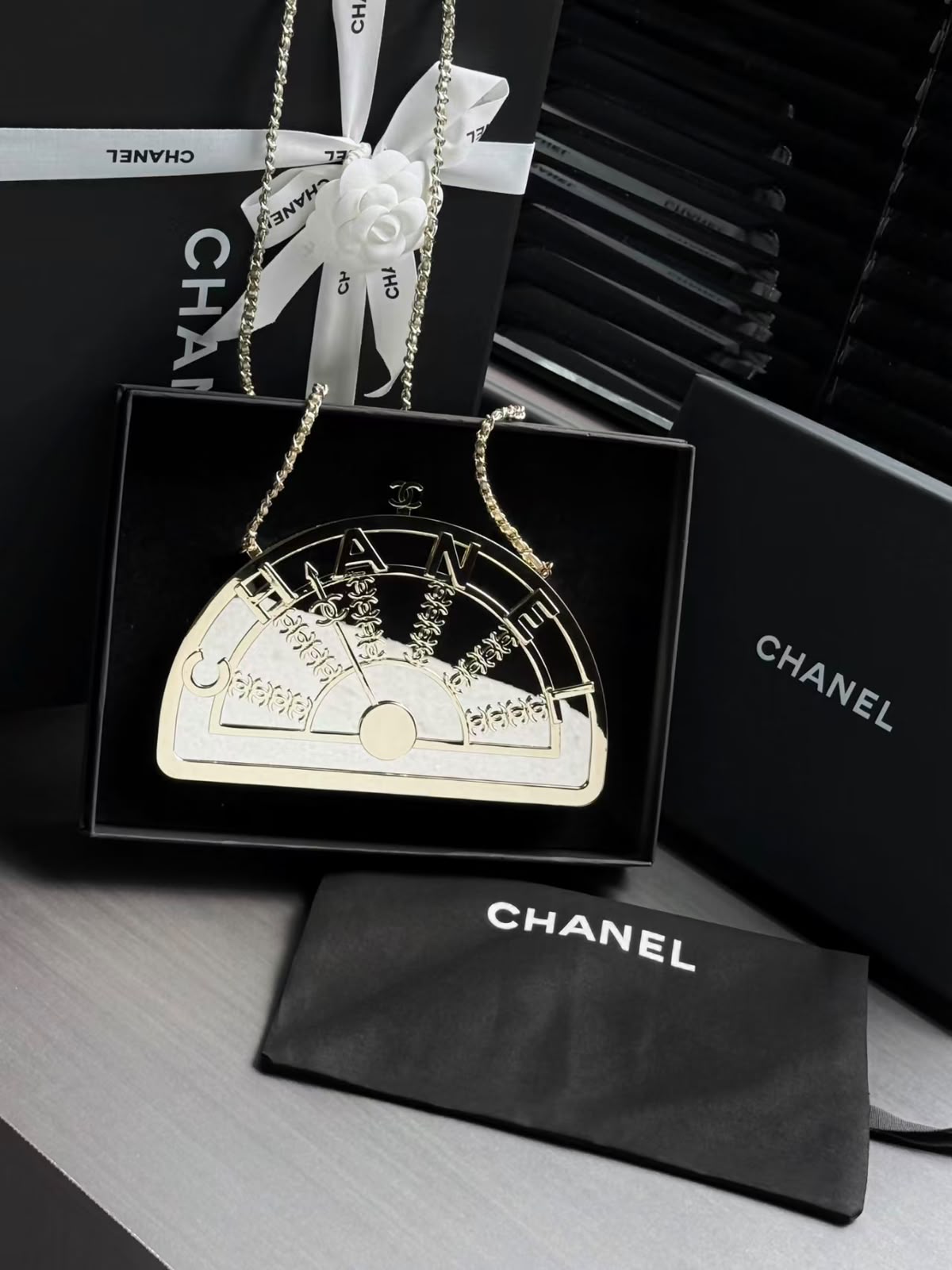 CHANEL Semicircle Chain Evening Bag