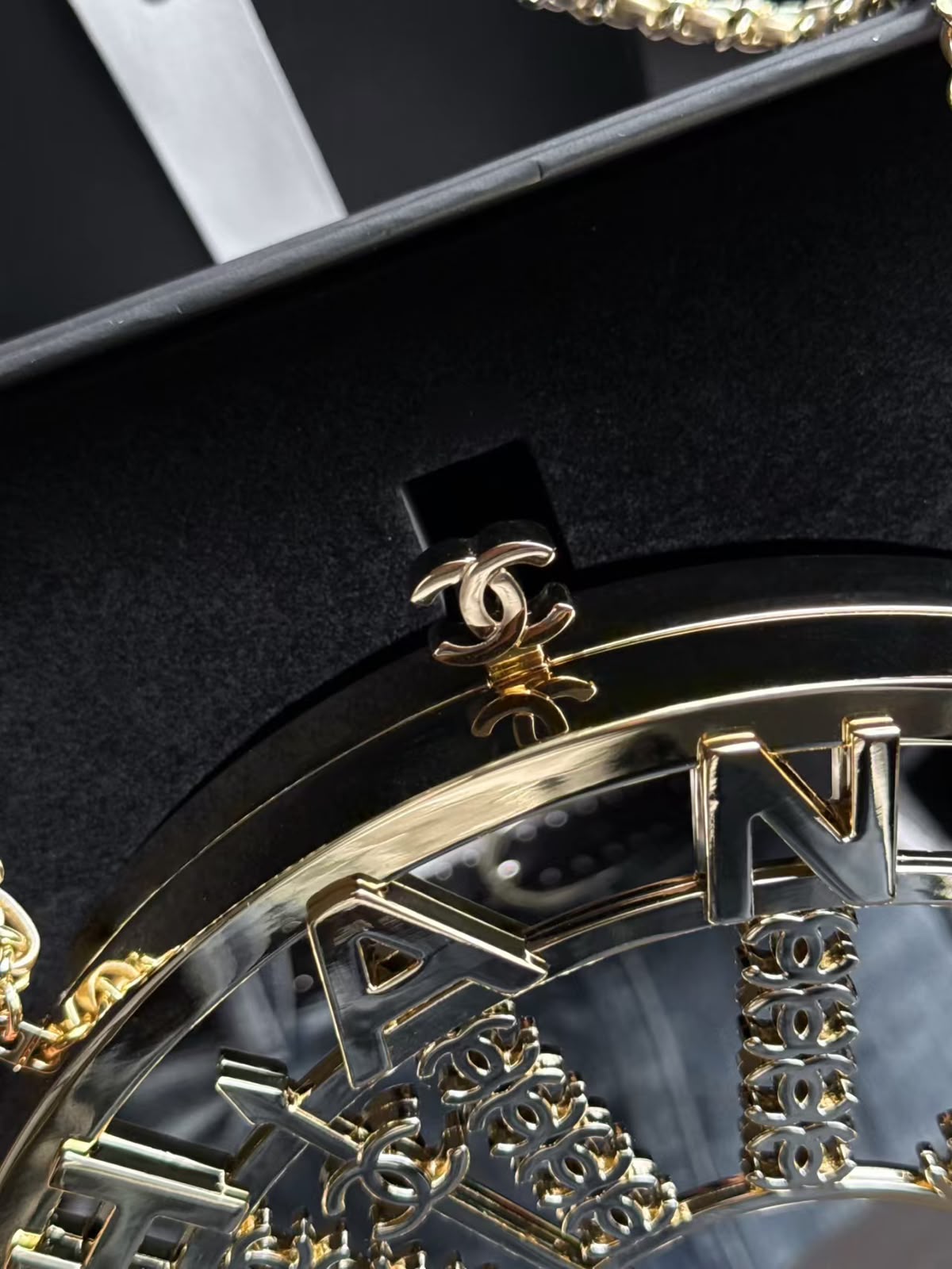 CHANEL Semicircle Chain Evening Bag
