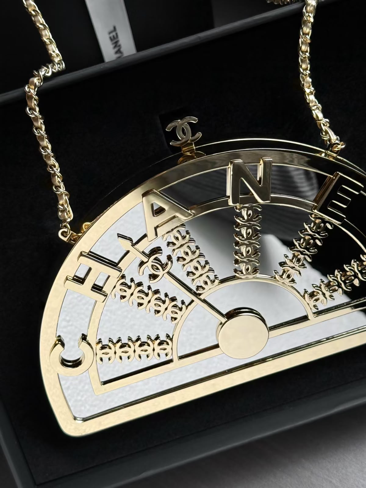 CHANEL Semicircle Chain Evening Bag