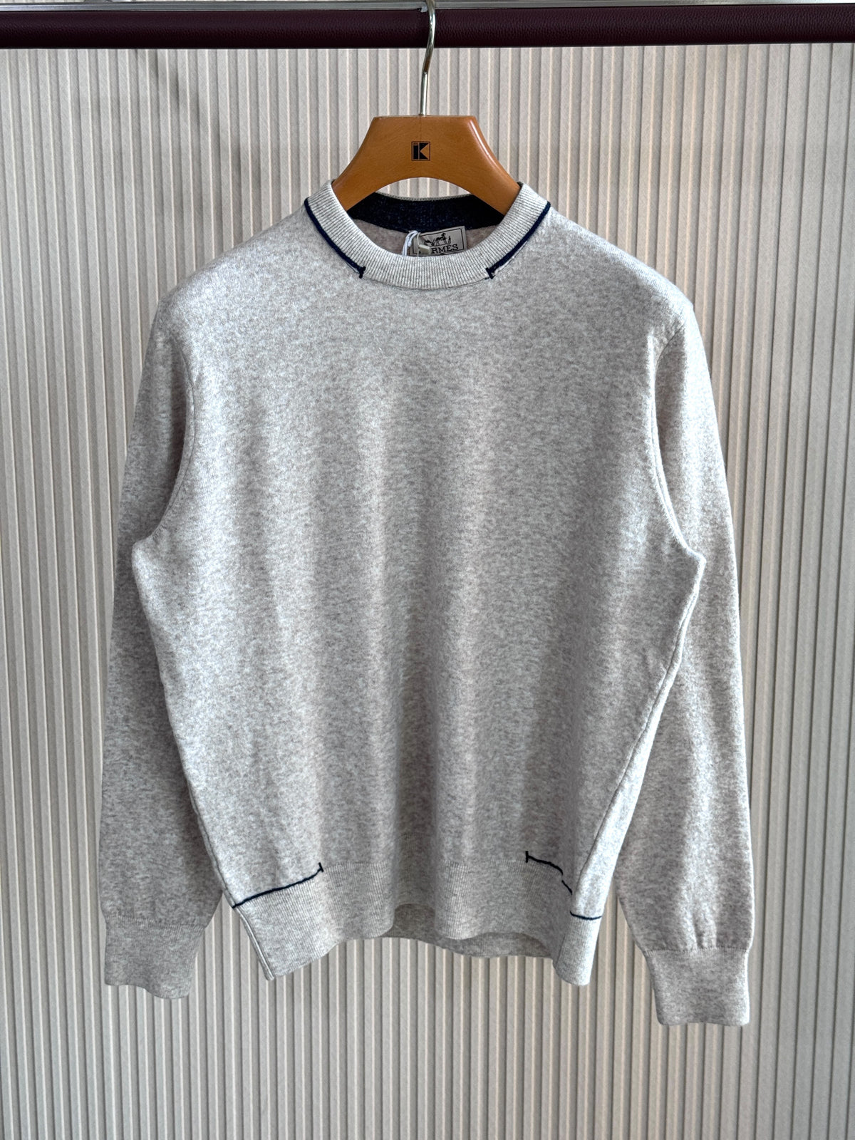 HERMES Contrast Trim Knit Crewneck