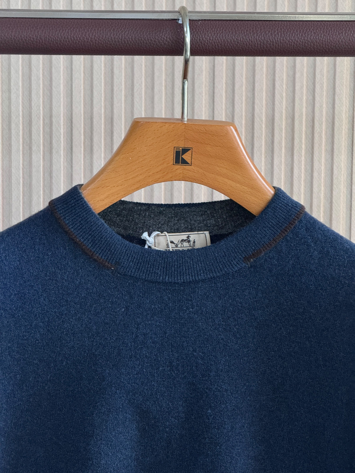 HERMES Contrast Trim Knit Crewneck