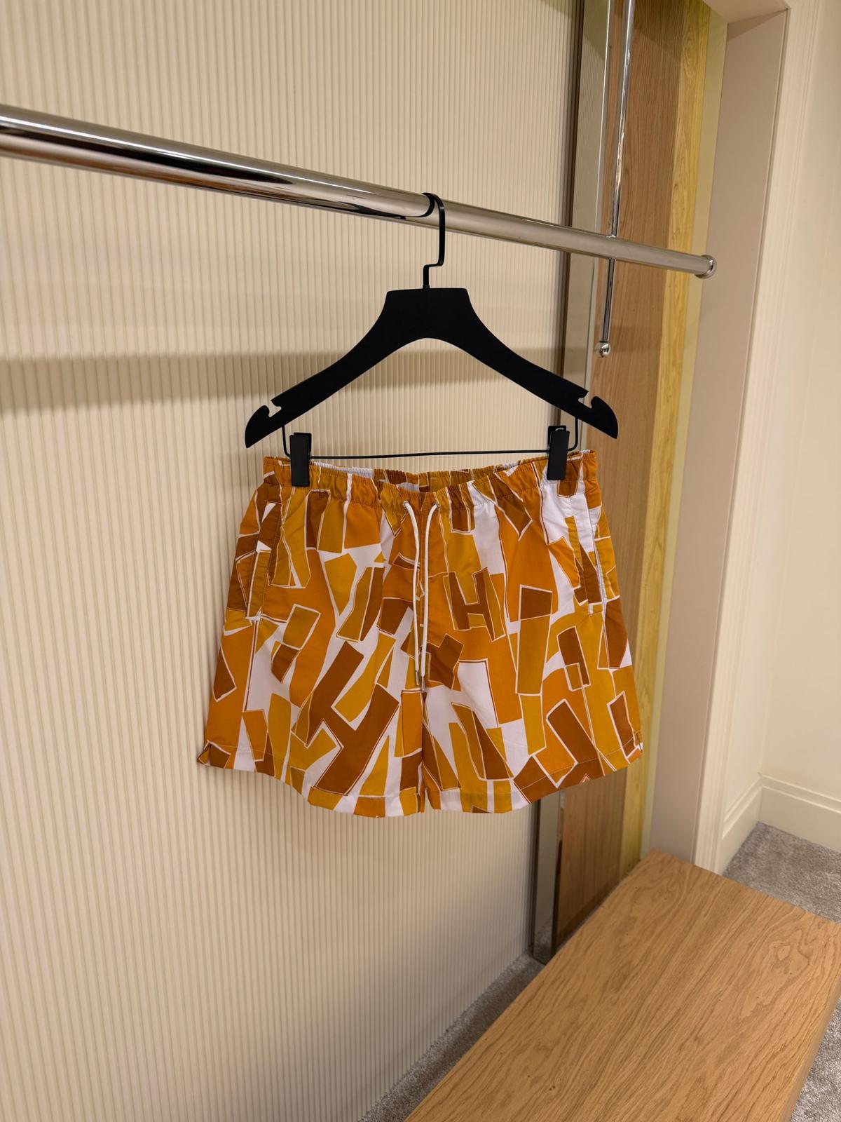 HERMES Geometric Print Drawstring Shorts