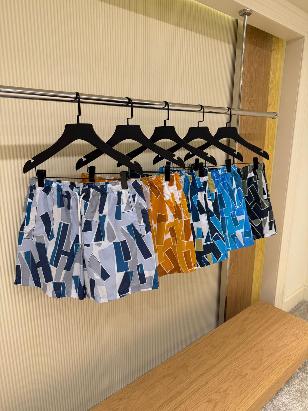 HERMES Geometric Print Drawstring Shorts