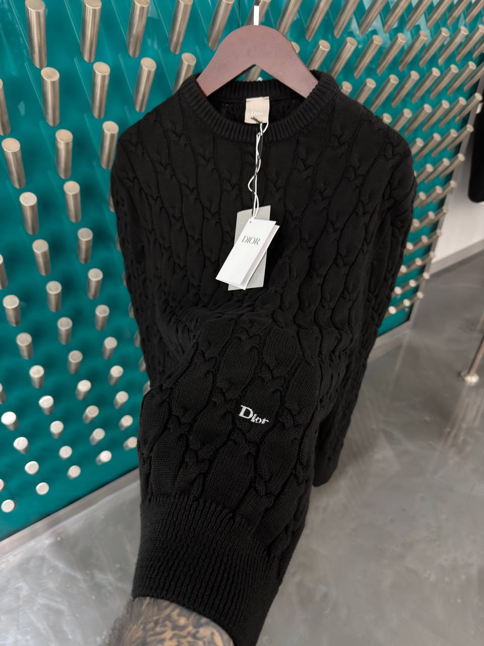 Dior Cable Knit Crew Neck Sweater