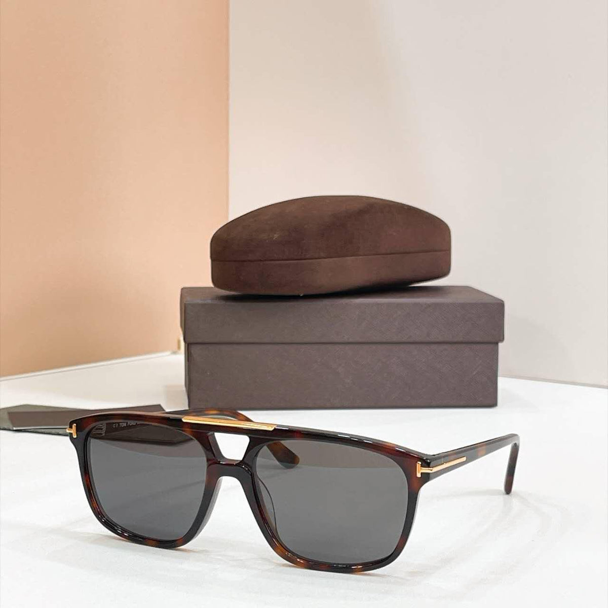 T Accent Double Bridge Square Sunglasses