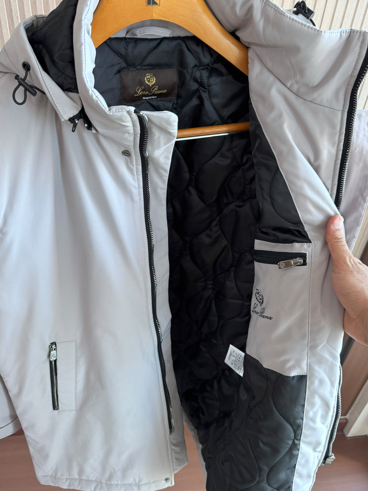 Loro Piana Men Quilted Lined Hooded Coat