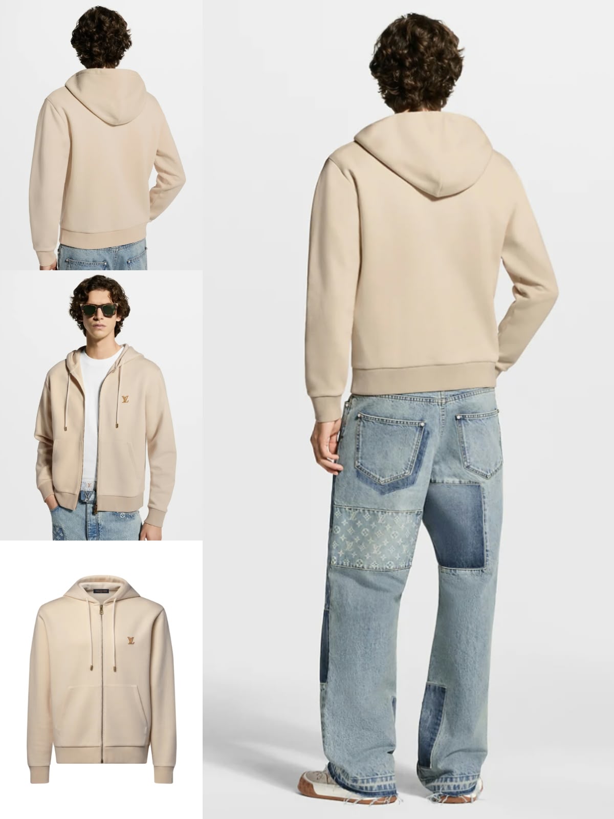 LV Men Small Logo Full Zip Hoodie