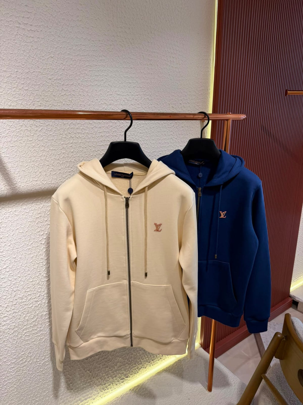 LV Men Small Logo Full Zip Hoodie