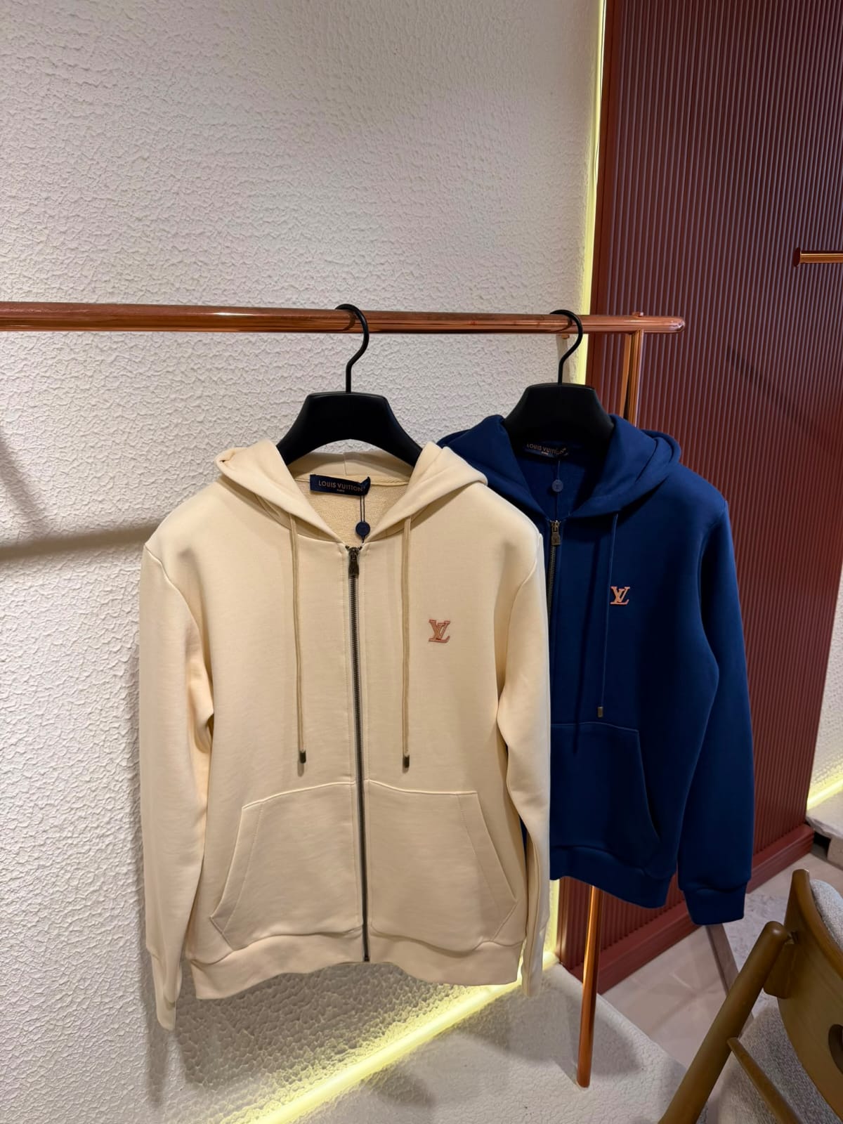 LV Men Small Logo Full Zip Hoodie
