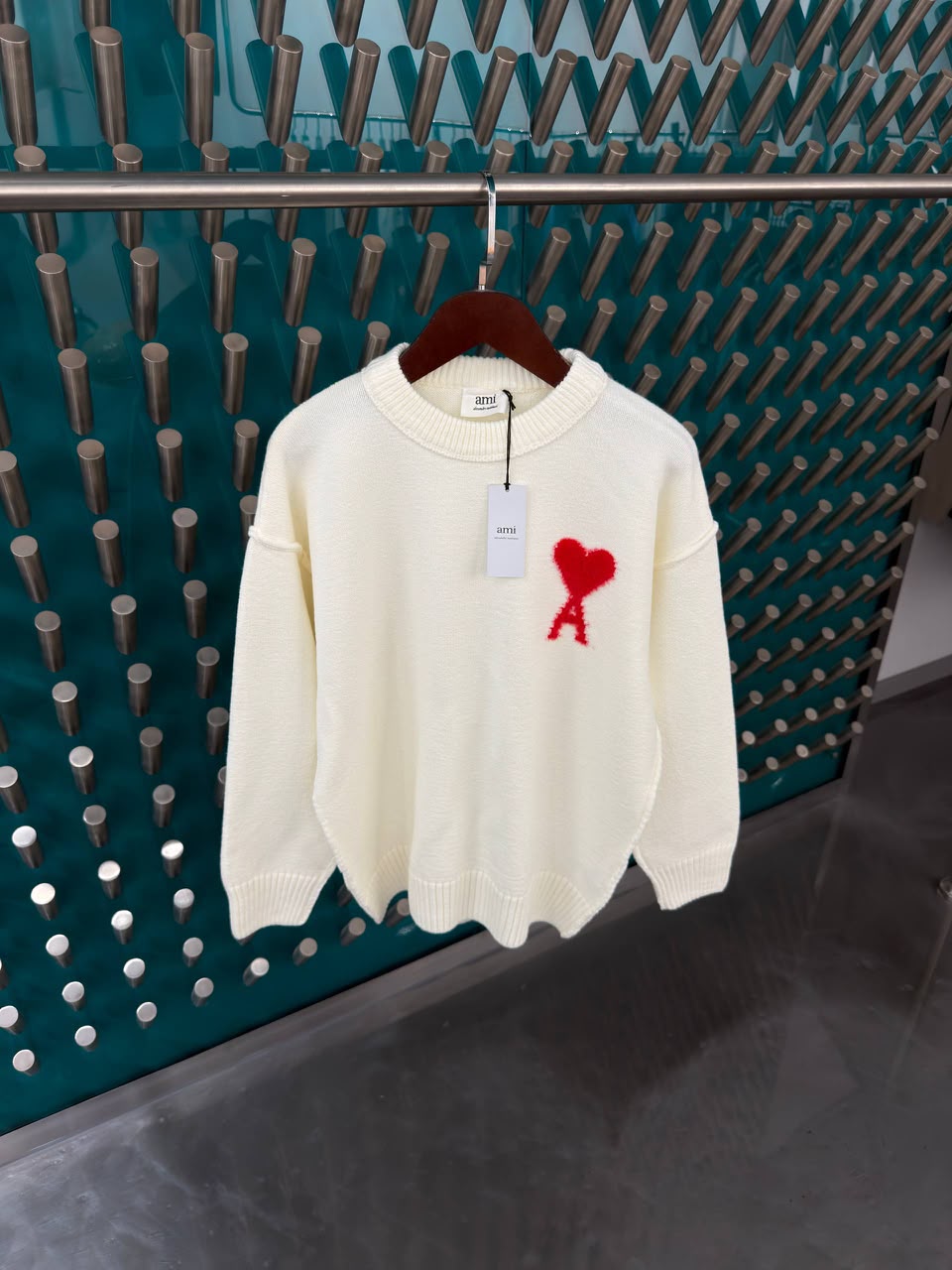 Ami Heart Logo Crew Neck Sweater