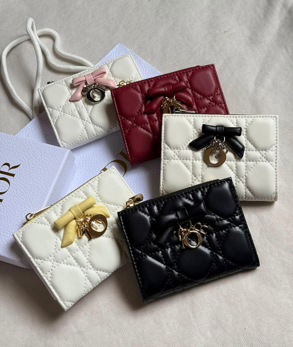 Dior Cannage Bow Zip Wallet